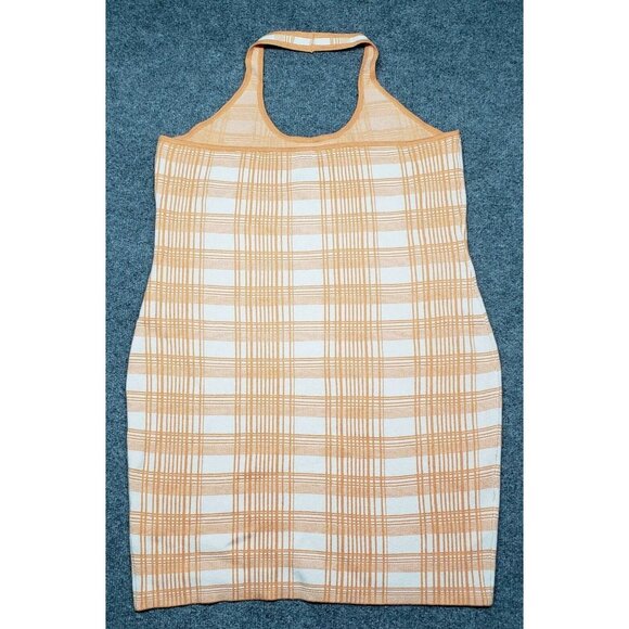 Rue21 Bodycon Dress Womens Plus 3X Orange White Plaid Halter New - Picture 2 of 12